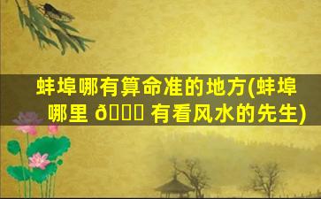 蚌埠哪有算命准的地方(蚌埠哪里 🐕 有看风水的先生)